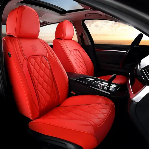 【COVERADO】 5-Piece Full Set Napa Faux Leather Seat Covers, Breathable Auto Fashion Protectors, Car Accessories for Vehicle Transformation Fit for Most Sedan, SUV, Truck【RC2118】