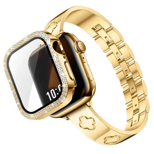 Missair Luxury Band & Protective Cover Case Diamond Compatible with Apple Watch 40/41/44/45/49/42/46mm - Women's Love Series Adjustable Bracelet Strap - Deals for You Days