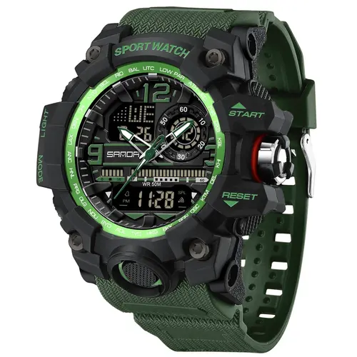 Men's Sportive Analog-digital Quartz Watch, Fashionable Waterproof Watch with Luminous & Alarm & Calendar Function, Waterproof Multifunctional Watch with Box, Sporty Wristwatch