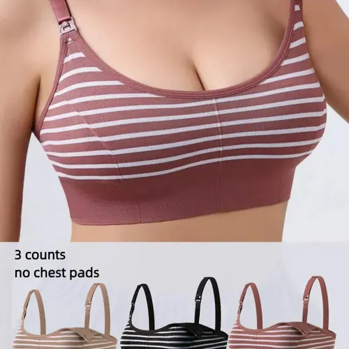 Maternity Striped Print Buckle Front Nursing Bra, Adjustable Strap Seamless Breastfeeding Pregnancy Bra, Maternity Bras, Maternity Lingerie for All Seasons, Maternity Undies, Pregnancy Underwear