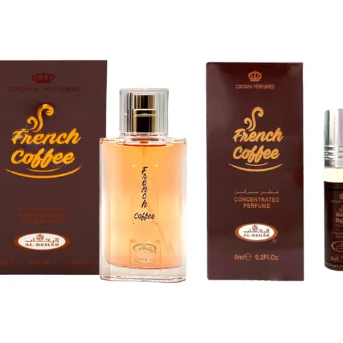 (2pc Bundle Pack) French Coffee - (6ml + 50ml) Perfume Oil Roll-On & Spray by Al-Rehab