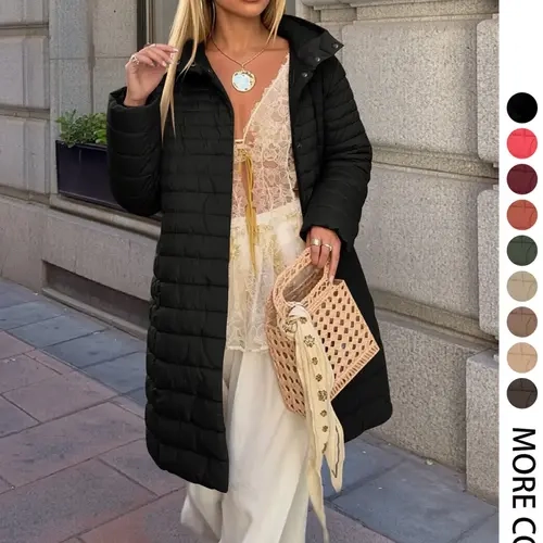 Giolshon Women's Winter puffer Jacket, Casual Basic Lightweight Hooded Coat with Pockets for Fall & Winter, Daily Warmth and Comfort