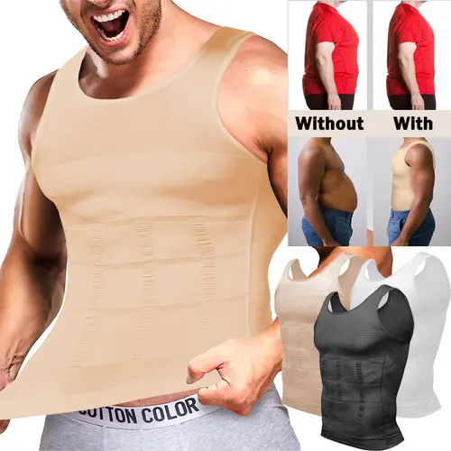 CATTIBOR Men's Compression Tank Tops - 1/2/3/4 Pack Crew Neck Sleeveless Fitness Shapewear, Menswear & Underwear Street T-Shirts, Clothing