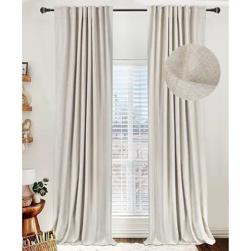 Back to School 2pcs Linen Blackout Curtains for Dorm, Living Room & Bedroom 2 Panels Set Back Tab/Rod Pocket Luxury Darkening Curtains for Windows Apartment Home Decor - Interior Decoration Accessories