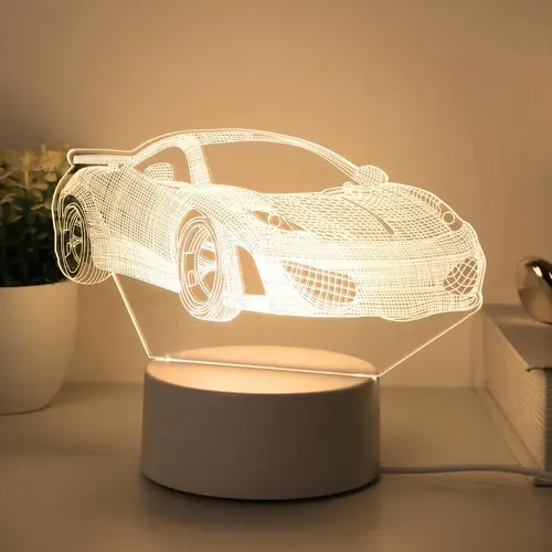 3D Car Design Night Light, Cool Lights, USB Powered Creative Car Design Desk Lamp, Decorative Ambient Light, Indoor Decorative Light for Home Bedroom Living Room Office