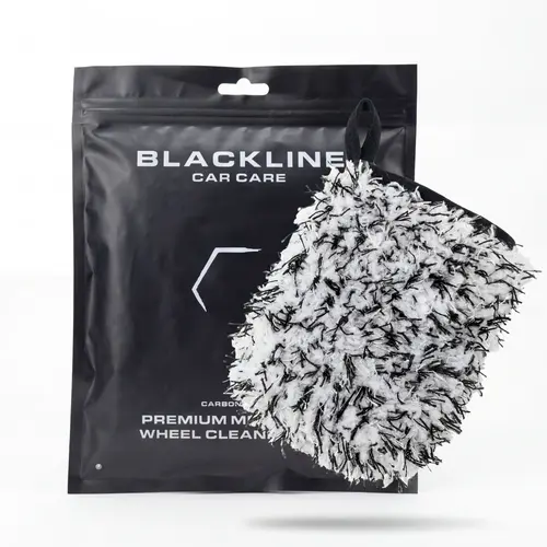 BLACKLINE Soft Microfiber Car Wash Mitt - 8x10in Plush Thick, Scratch-Free Detailing Tool, Accessories for All Wheels Chrome & Alloy Brake Dust Removal, W/ Microfiber Cleaning Cloth (Includes Car Detailing Products)