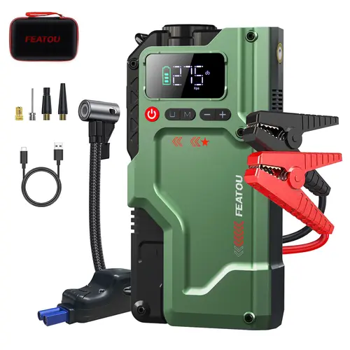 8000A Portable Car Jump Starter Kit with 150PSI Air Compressor, Battery Pack with Display & Emergency Light for All Gas/10.0L Compression Ignition Automotive Vehicles