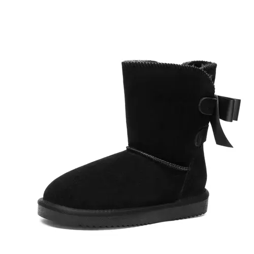 Dream Pairs Women's Stylish Bow Accent Winter Short Booties - Genuine Suede, Faux-Fur Lined, Insulated Memory Foam Warmth, TPR Outsole, All Weather Grip, Waterproof, Splash-Resist Upper, Active Footwear, Indoor/Outdoor Statement Shoes