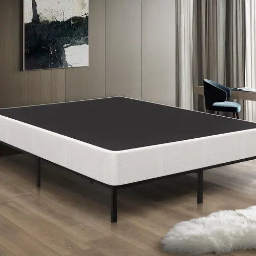 Favorer Clara 8" Wood Box Spring for a Comfortable Sleep - White, Sturdy Mattress Foundation