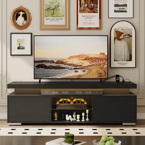 Yitahome TV Stands for Living Room, 65 55 50 inch TV Stand, Modern Entertainment Center w/Power Outlets, LED Television Stands with Storage, Wood TV Stand, Gaming Media Stand