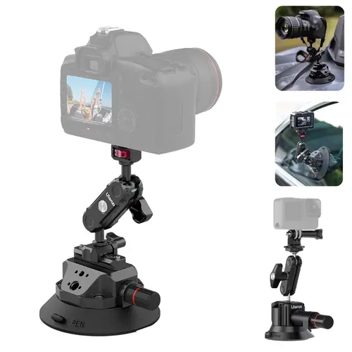 ULANZI SC01-SC02 Metal+Rubber Adjustable Suction Cup Camera Mount, Magic Arm Bracket for DSLR, Action Camera Video Shooting Accessories