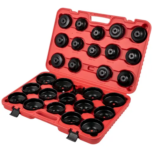 【toolupgrade】VEVOR 30-Pcs Oil Filter Socket Set w/ Case, Sturdy Steel 3/8" Low Profile 108mm-15p Wrench Cap Set, Automotive Maintenance & Repair Tools for Easy Access in Cars, Automotive Maintenance Tools, Car Repair Tools