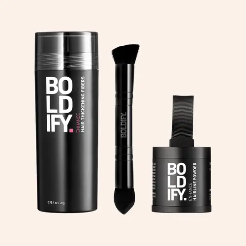 Boldify Haircare Thinning Hair Build & Conceal Powder Bundle with Styling Fix Benefits, FREE Brush