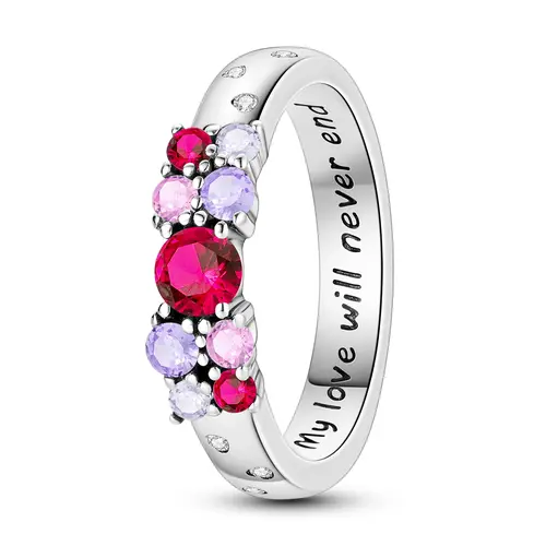 MULA Endless Love Ring | 925 Silver-plated Set with Colored Cubic Zirconia Gemstones | Engraved with "My Love Never Fades" | Romantic Valentine's Day, Anniversary, and Engagement Gift, Elegant Ring