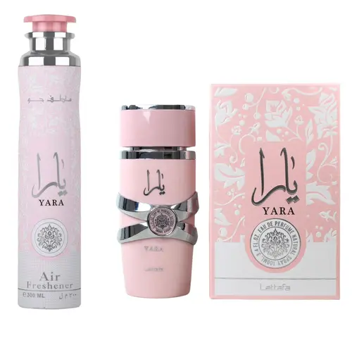 Yara Pink Perfume and Air Freshener Bundle Pack Aroma Floral fragrance mist