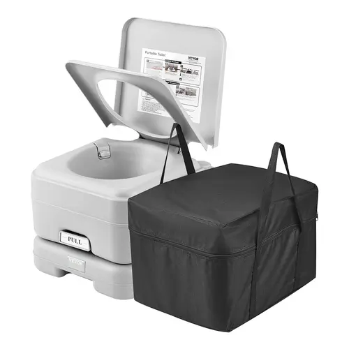 【toolupgrade】VEVOR Portable Toilet - Camping Equipment with 3.2 Gal Tanks, Push-Button Pressurized Flush, Leak-Proof Odourless Design, Straight Outlet Makes Dumping Simple, Sliding Seal, Portable Toilet Solutions for Child Travelers