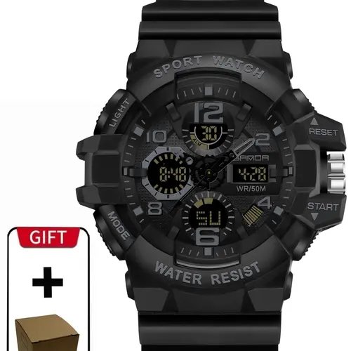Men's Digital Analog Quartz Watch, Fashionable Watch with Alarm Mode, Trendy Sports Watch for Daily Life, Waterproof Watch