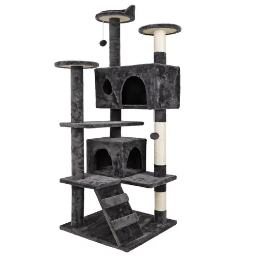 53-in Dark Gray Cat Tree & Condo with Vertical Scratching Posts (Vertical Scratcher), Anti-Topple Pet Furniture, Cozy Rest & Nap Space for Home Use,back to school,back to school haul