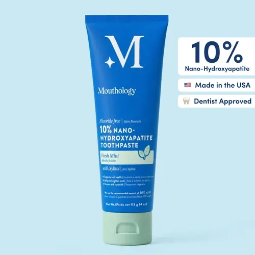 Mouthology 10% Nano-Hydroxyapatite Toothpaste | Fluoride-Free Enamel Care, Fresh Mint, Made in USA, Gentle Formula, Safe For All Oral