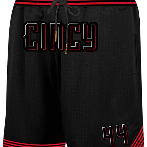 Men's Letter & Figure Embroidery Drawstring Waist Shorts, Casual Fashion Athletic Sport Activewear Breathable Hollow Out Straight Leg Shorts for Daily Wear, Men's Bottoms for All Seasons, Embroidered Breathable Shorts