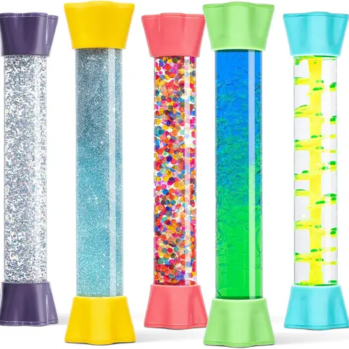 Special Supplies Liquid Motion Bubbler Toy Cool Tubes 5-Pack Colorful Hourglass Timer with Droplet Movement, Bedroom, Sensory Play, Cool Home or School