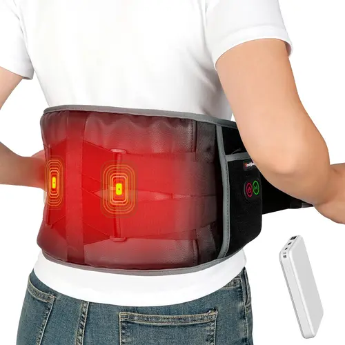 Cordless Heating Pad for Back, up to 58'' Lower Back Massager Heating Pad for Back, 3 Heating Levels 3 Vibration Massage, Heated Vibrating Massage Devices