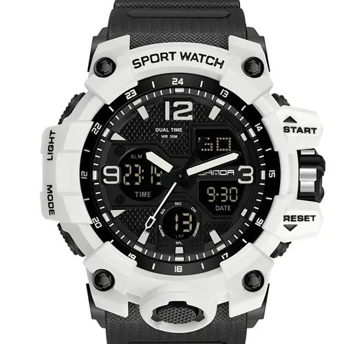 Men's Sportive Digital Analog Quartz Watch, Analog Digital Wristwatch, Fashion Watch with Luminous Dial & Alarm Clock & Calendar Function, Trendy Waterproof Multifunctional Watch As Gift with Box, Boxed Watches, Sporty Waterproof Watch