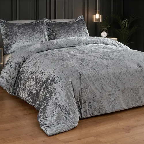 Bedding Collection 3pcs Velvet Comforter Set 1 Comforter & 2 Shams Ultra Soft Brushed Microfiber Reverse for Complete Look Machine Washable, Bed Comforter Set, Comforter Set King, Bedding Sets Collections, 3-Pieces, Full Bed Look