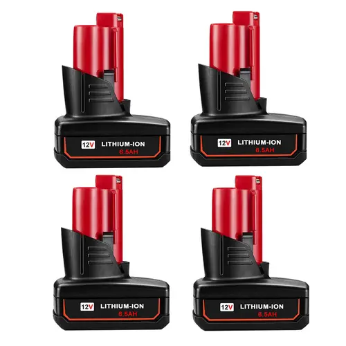 【DealsForYouDays】4 PCS 6.5Ah 12V Battery Compatible for Milwaukee M-12 Battery 48-11-2401 48-11-2412 48-11-2411 48-11-2420 48-11-2410 12Volt ΛΛ12 High Capacity Replacement Lithium Battery for Cordless Power Tools gift