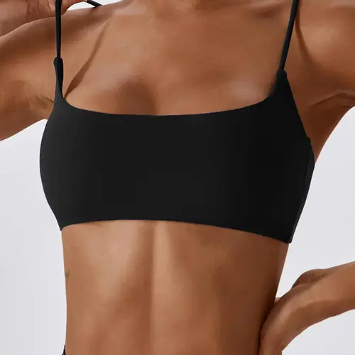 Women's Solid Wireless Sports Bra, Strappy Workout Bra, Sporty Breathable Comfortable Bra, Ladies Sportswear for Yoga Gym