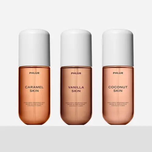 PHLUR Edible Skin Trio - Vanilla Skin, Coconut Skin & Caramel Skin Travel Size Body Mist Set (3 x 3 fl oz)