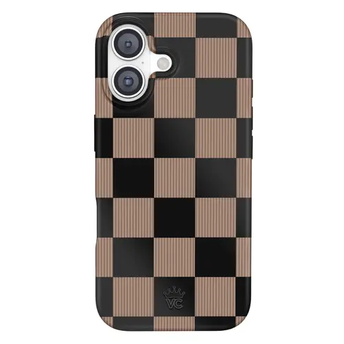 Velvet Caviar Mocha Vibe Checkered Leopard MagSafe iPhone Case - TPU Material Magnetic Cover, Anti-Drop Shockproof Slim Protector, Designed in NYC Trend-Led Wireless Charging Accessory Gift