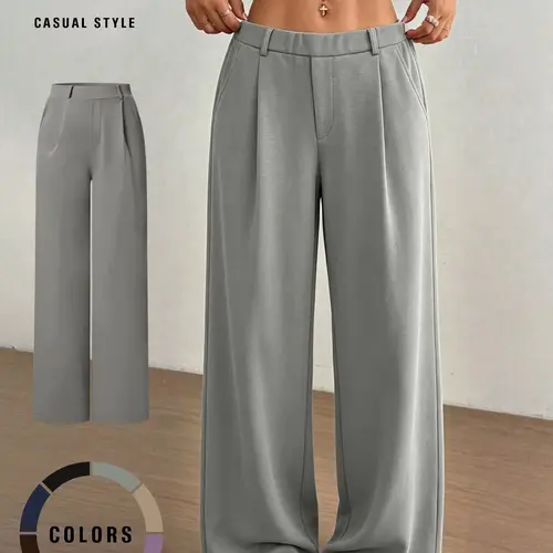 Women's Straight-Leg Loose-Fit Pants, Casual Chic Trousers, Casual Pocket Trousers, Casual Lounge Pants, Simple Versatile Design, Soft, Skin-Friendly and Stretchy Fabric for All-Season Wear