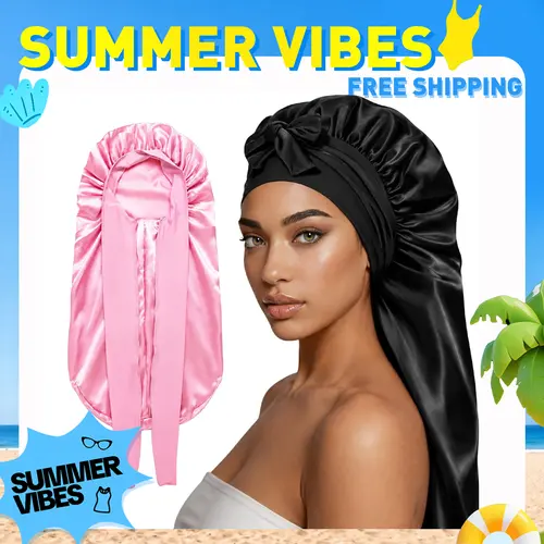 Goiple Women's Elegant Sleep Hair Cap - 2 Count Satin Braid Bonnets, Large Full Hair Coverage Soft Haircare Accessory, Stretchy Tie Band for Braids, Self Care Products, Accessories for Women, Winter Gift for Her, Extra Large For Long Hair,back to school