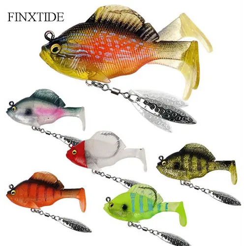 FINXTIDE 6Pcs Pre-Rigged Jig Head Soft Fishing Lures,Paddle Tail Swimbaits/3D Eyes/Spinner Blades for Bass Fishing,Hidden Ultra-Sharp Hook in The top fin,Fishing Bait for Freshwater Saltwater Dealsforyoudays Outdoorfun Fathersdaygift