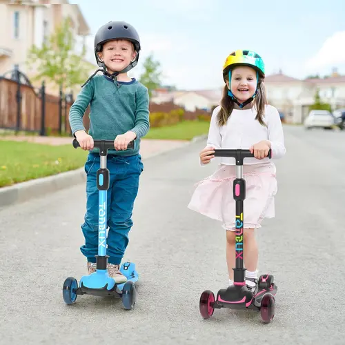 #sohochic Kids Scooter for Ages 3-8with Multi-Gear Handlebar Adjustment, Light Up Wheels, Lean-To-Steer Design & Widen Anti-Slip Deck