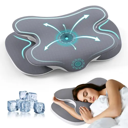 Benazcap 65cm Long Cervical Support Pillow Queen Size Memory Foam with Cooling Silk Case Ergonomic Design for Neck Shoulder Pain Relief Comfortable Sleep Removable Bolster pillows,Summervibe,Ideal Gift