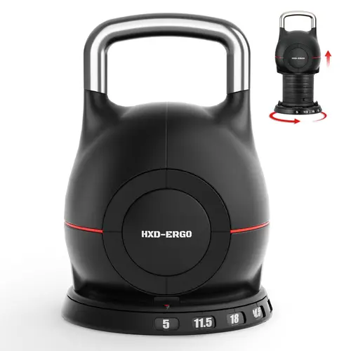 HXD-ERGO Adjustable Kettlebell Weight Set - Quickly Adjusts Weights Available in Various Pounds - Ergonomic Kettlebell Sets for Home Gym Strength Training equipment