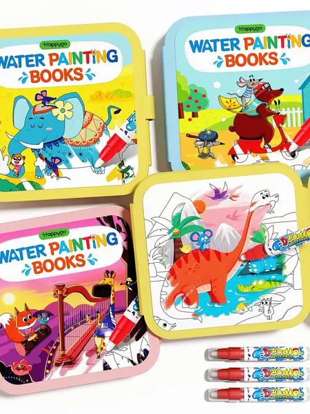 TimeTome Water Coloring and Doodle Books for Toddlers, Paint with Water Activity Books, Travel Toys for Kids Watercolor Painting Art Supplies，quiet time activities