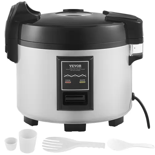 【Summerfinds】VEVOR Commercial 60-Cup 13.74 Qt/13L Rice Cooker & Warmer with Nonstick Inner Pot, 3D Efficient Heating, 1-Touch Auto Fast Cooking, 12-Hour Keep Warm, Rice Cup & Paddle for Restaurant, Parties