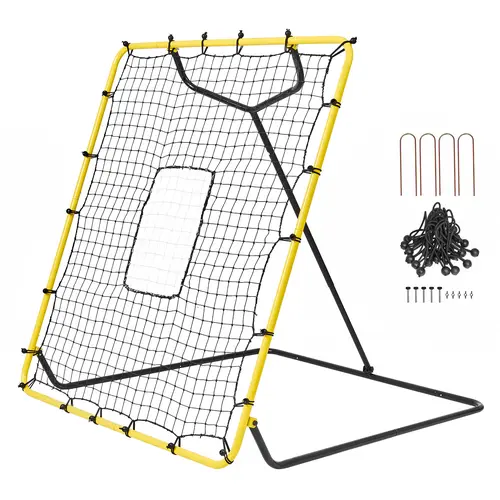 【Summerfinds】VEVOR Baseball And Softball Rebounder Net 4 x 4.5 Feet PitchBack Baseball Nest for Pitching and Fielding TrainingPitch Return Trainer Rebound Net with Pitching Target4 Adjustable Angles
