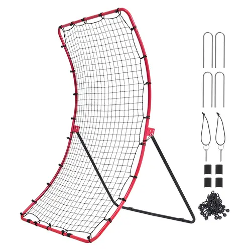 【Summerfinds】VEVOR 4x5.5 ft Baseball & Softball Rebounder Net, Portable Single User Training Equipment with Curved Shape, 5-Angle Pitch Reps, Pitching Target for Grounders & Pop Flies