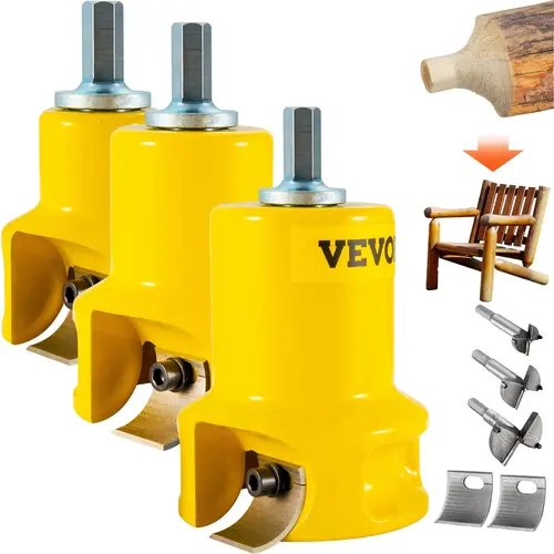 VEVOR Multi-Size Tenon Cutter Kit - 0.5in,1in/25.4mm,1.5in/38mm,2in/50.8mm Sizes, Dual Curved Replaceable Blades, Button Screws, Premium Aluminum Body, Steel Cutting System, Fast Chip Ejection, Radius Shoulder, for Home DIY Projects, End Tables