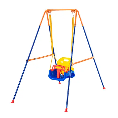 VEVOR Swing Sets for Backyard,  3-in-1 Toddler Swing Set with 4 Sandbags, Foldable Metal Stand, Easy to Assemble, Swingset Indoor/Outdoor for Kids 3-6 Years, Youth 6-10 Years and Teenagers 10+