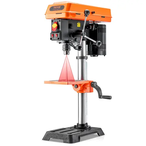 【Summerfinds】VEVOR 12 in Benchtop Drill Press with Wedge Base, 5 A 120V Variable Speed Cast Iron Build, 12 in Swing, 0-45° Tilt Worktable, Laser Light, Chuck Arbor, Drill for Precise Holes for Clean Assembly in Wood Metal, 5 Amp