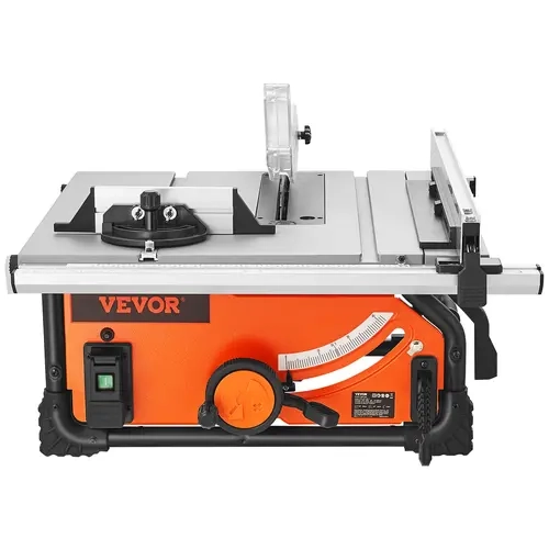 【toolupgrade】VEVOR 10-Inch 15-Amp Portable Compact Table Saw (Power Tool), 25-In Rip Capacity, 4500RPM Cutting Speed, 40T Blade, Sliding Miter Gauge, Adjustable Fulcrum, Overload Safety, Overheat Protection Saves, for DIY Woodworking & Furniture Making