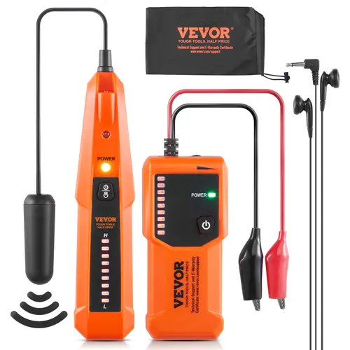 【Summerfinds】VEVOR Underground Cable Locator Tool Kit, Full Kit with 3.5 mm Wired Standard Headphone, Detector Pinpointer, 3 FT Max Depth, 1000 FT Max Length, Dual Alerts, Wire Tracer Break Detector for Pet Fence, Buried Sprinkler Valve