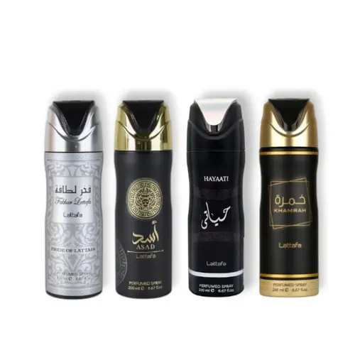 Oudlash Bundle | Lattafa | Asad + Khamrah + Fakhar Man + Hayaati Man | Men's Fragrance | 200 ML | Perfumed Body Spray | Bergamot - Cinnamon & Nutmeg