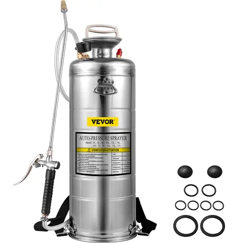 VEVOR 3.5 Gal Rust-proof Steel Hand Pump Sprayer, Brass Components, Pressure Gauge, Safety Valve, 20-in Wand, 3-ft Hose, Adjustable Nozzle, Convenient Carrying, Pesticides Spray Tool [DealsForYouDays] for Home Pest Control, Garden Watering
