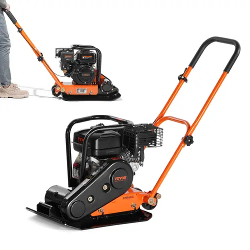 【Summerfinds】VEVOR Gas Plate Compactor Tool6.5HP 196CC Engine4200 lbs Vibratory Tamper22.1x15.9 in Plate5600 VPM Pavement Compactor for WalkwaysLawn Landscaping, Tool,father'sdaygifts